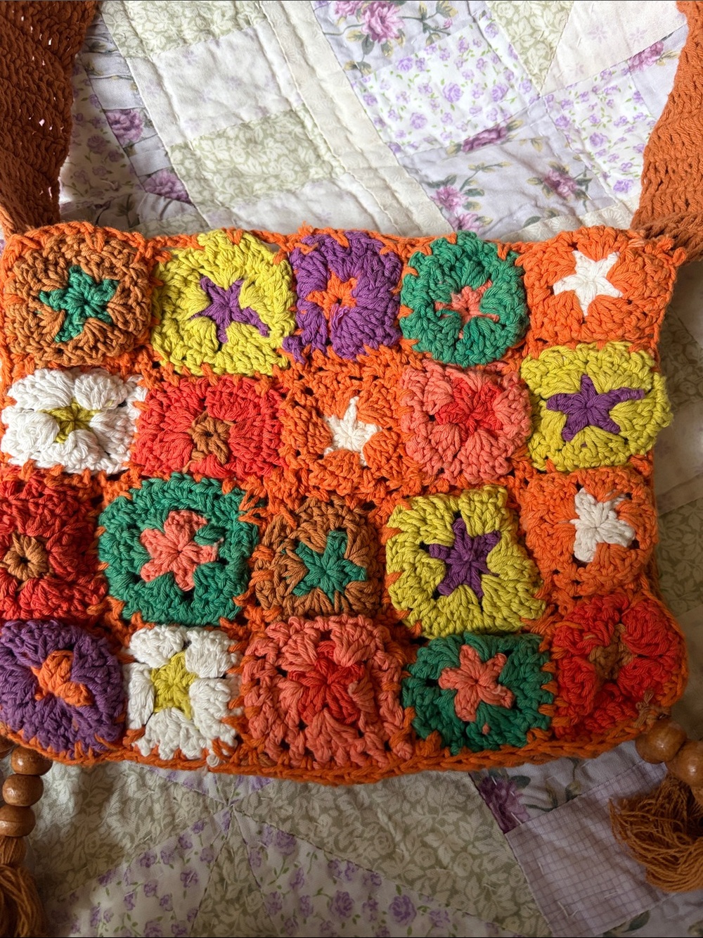 Urban Outfitters Orange Crochet Crossbody Bag with Tassels NWT - Picture 7 of 10